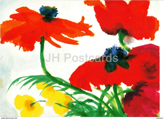 painting by Emil Nolde - Mohn - Poppy - flowers - German art - Germany - unused - JH Postcards