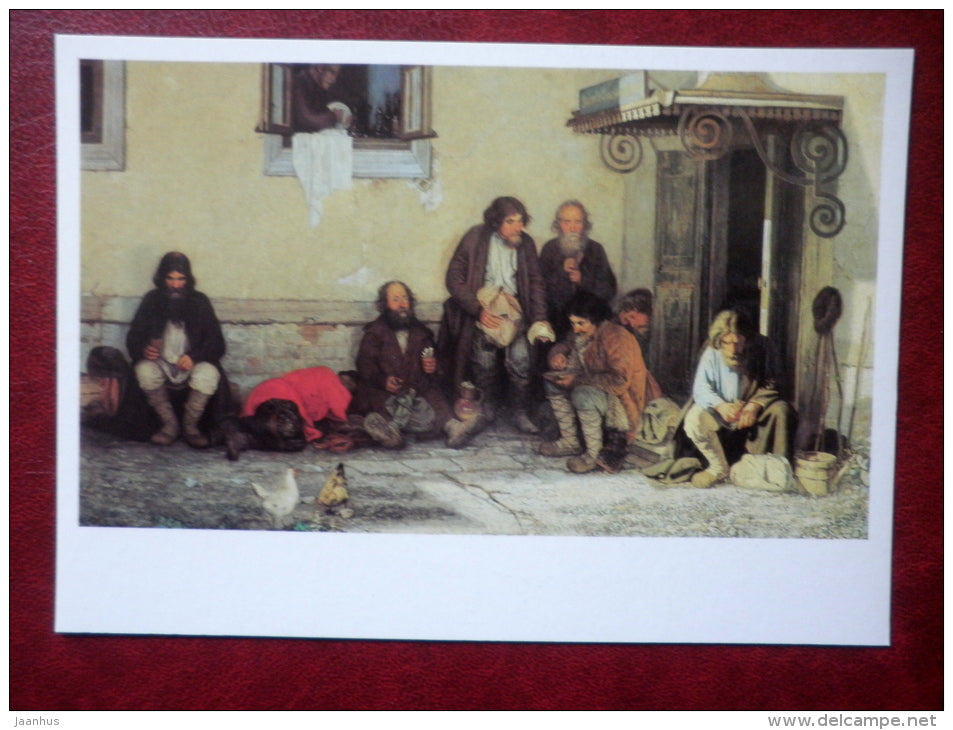 painting by Grigoriy Myasoyedov , District Council dinner , 1872 - chicken - russian art - unused - JH Postcards