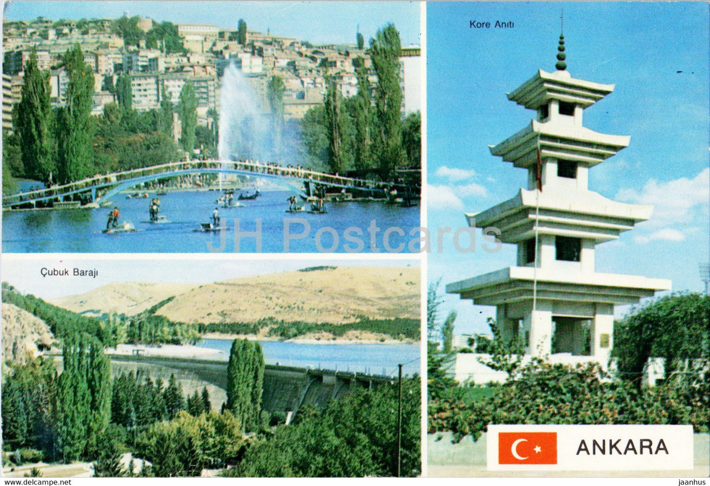 Ankara - Cubuk Baraji - Kore Aniti - dam - monument - multiview - Kartpostal - 1993 - Turkey - used - JH Postcards