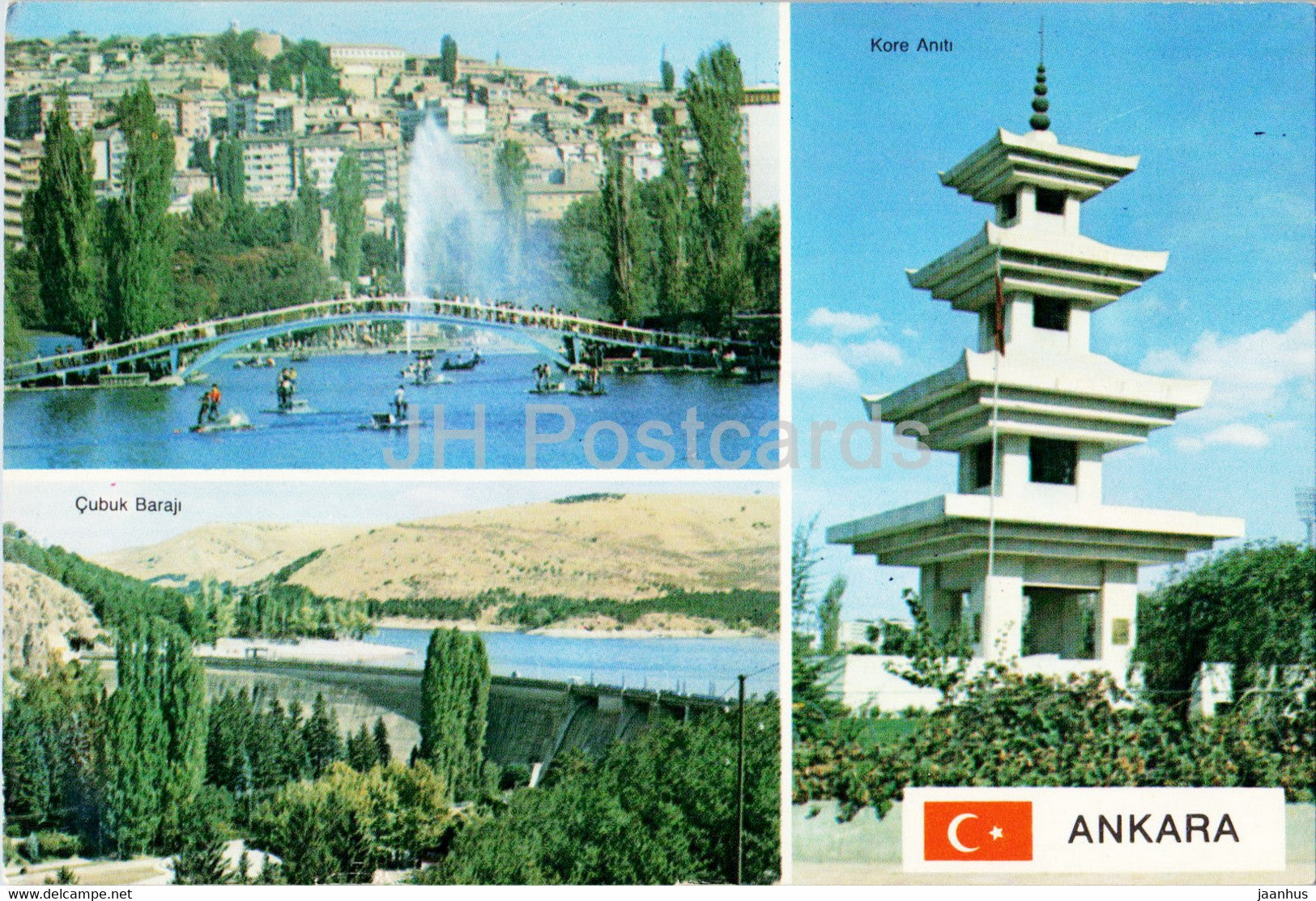 Ankara - Cubuk Baraji - Kore Aniti - dam - monument - multiview - Kartpostal - 1993 - Turkey - used - JH Postcards