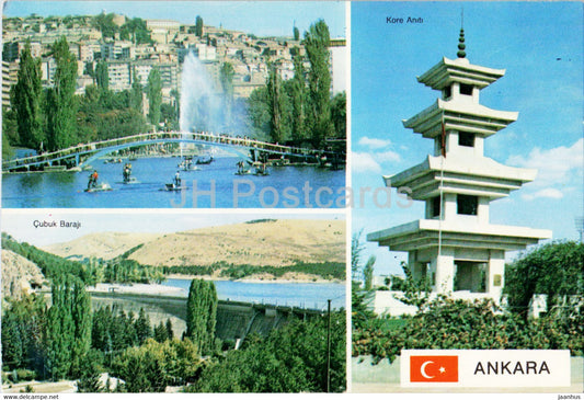 Ankara - Cubuk Baraji - Kore Aniti - dam - monument - multiview - Kartpostal - 1993 - Turkey - used - JH Postcards