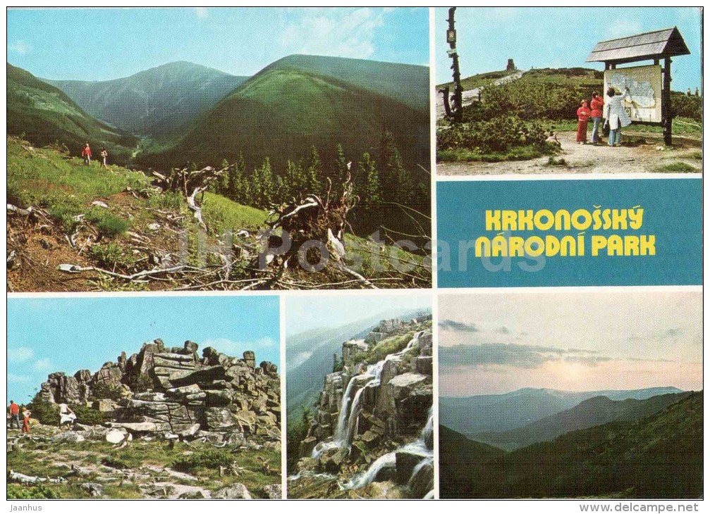 Krkonose National Park - Czechoslovakia - Czech - used 1977 - JH Postcards