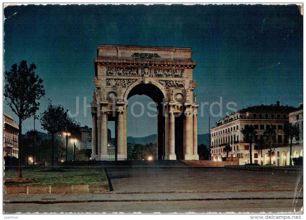 Piazza della Vittoria , di Notte - square - Genova - Liguria - 114 - Italia - Italy - sent from Italy to Germany 1965 - JH Postcards