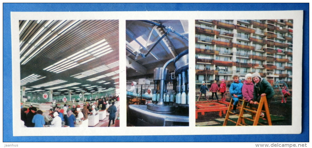 store - dairy plant - KAMAZ truck factory - 1979 - Russia USSR - unused - JH Postcards