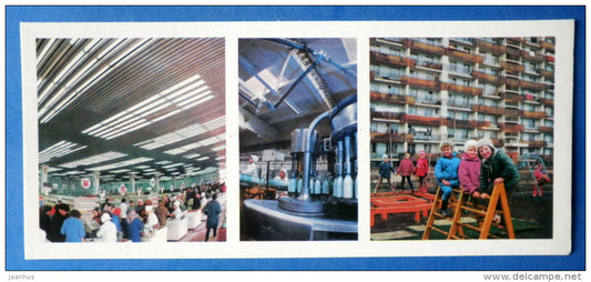 store - dairy plant - KAMAZ truck factory - 1979 - Russia USSR - unused - JH Postcards