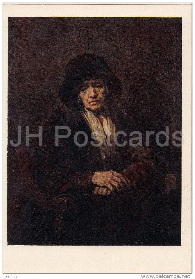 painting by Rembrandt - Portrait of a Old Woman , 1654 - Dutch art - 1955 - Russia USSR - unused - JH Postcards