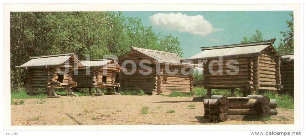 seasonal settlement - Arkhangelsk museum of local lore - wooden architecture - 1986 - Russia USSR - unused - JH Postcards