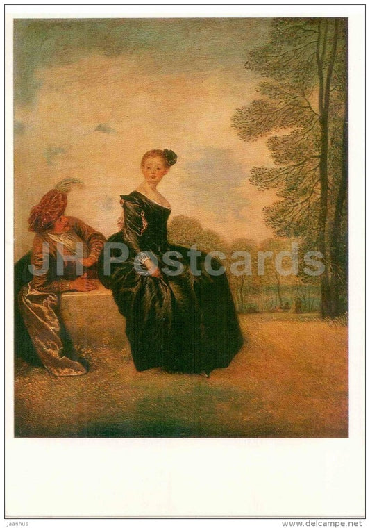 painting by Antoine Watteau - The Capricious Girl , 1718 - french art - Russia USSR - unused - JH Postcards