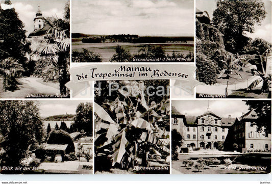 Mainau die Tropeninsel im Bodensee - Schlosskirche - Musagarten - Bananenstaude - old postcard - Germany - unused - JH Postcards