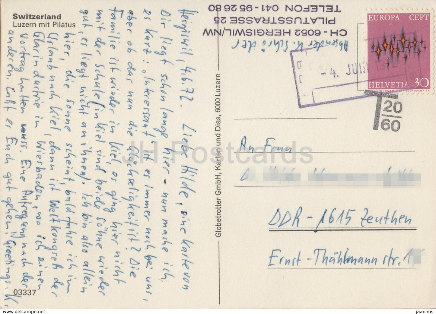 Luzern mit Pilatus - St Bernard dog - Swiss folk costumes - 1972 - Switzerland - used