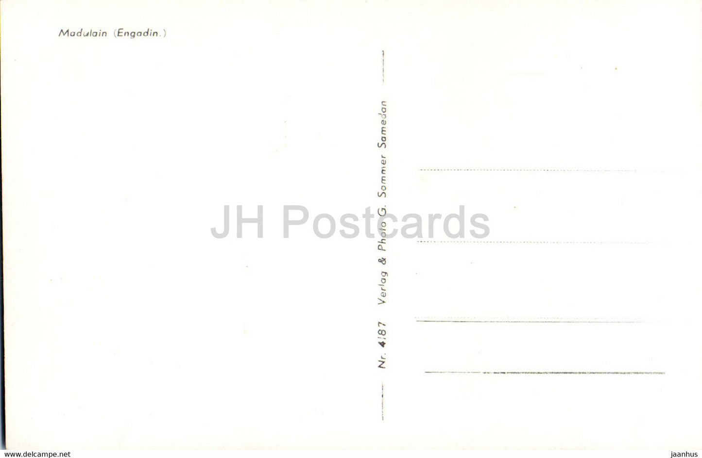 Madulain - Engadin - 4187 - carte postale ancienne - Suisse - inutilisée