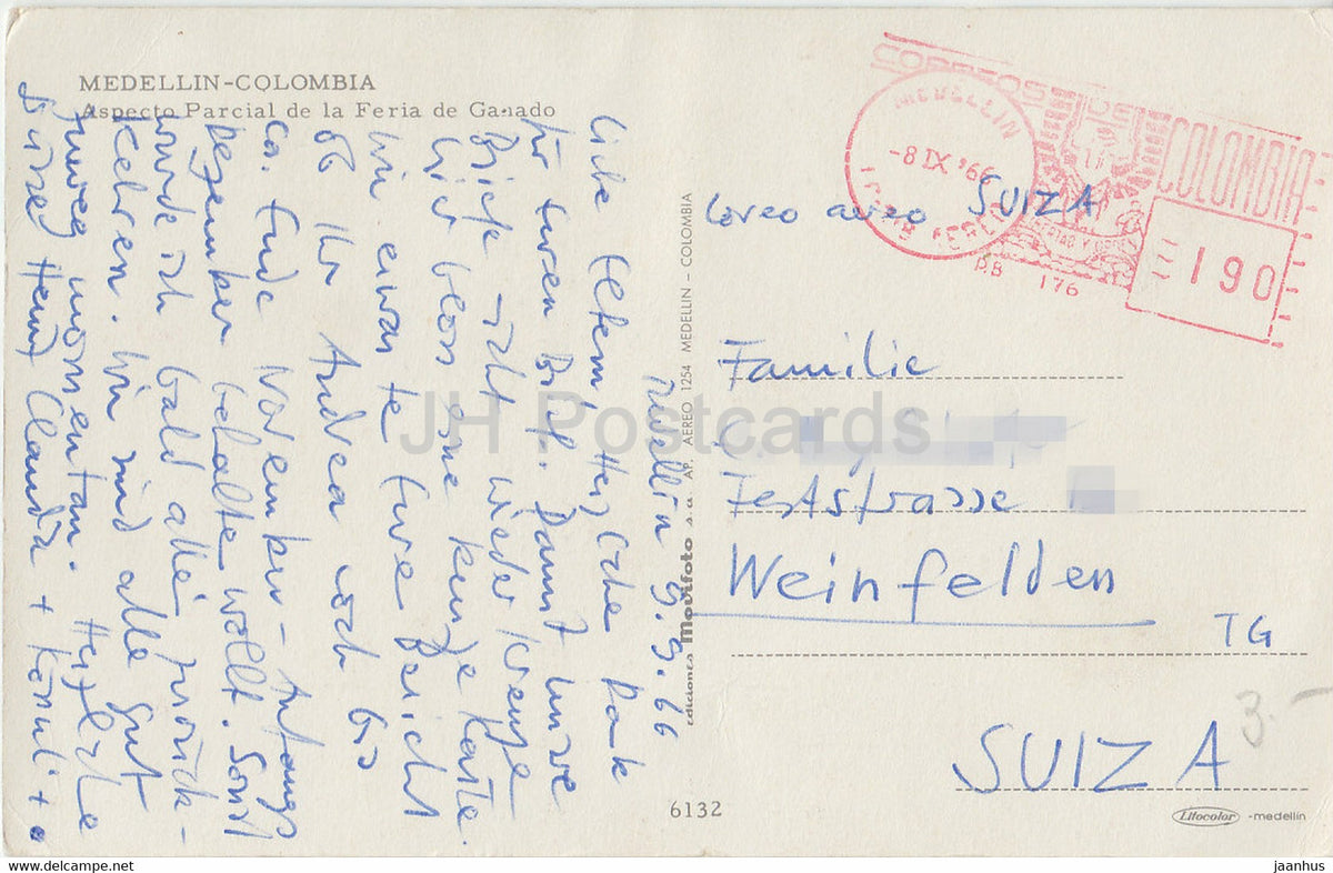 Medellin Colombia - Aspecto Parcial de la Feria de Ganado - Partial Aspect of the Cattle Fair - 1966 - Colombia - used