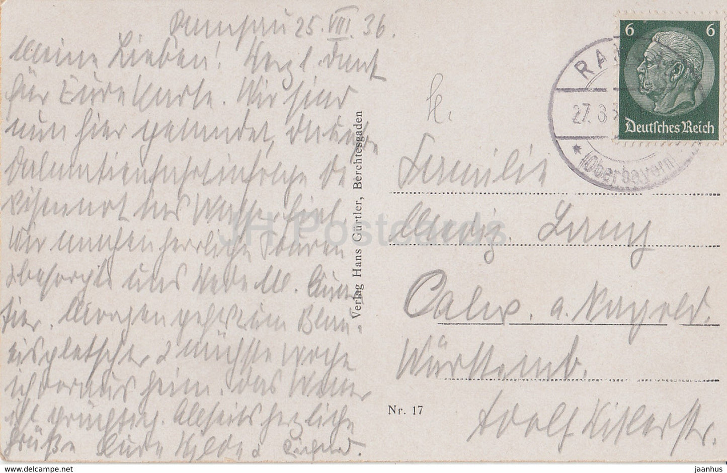 Berchtesgaden - Ramsau - Kirche - Reiteralpe - 17 - old postcard - 1936 - Germany - used