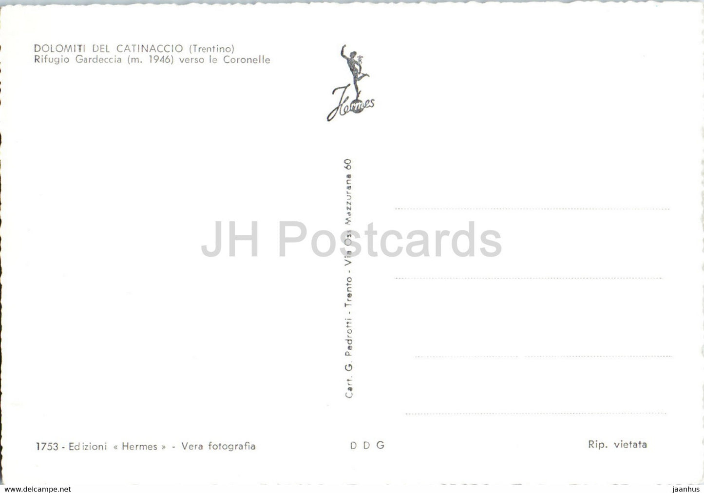 Dolomiti del Catinaccio - Rifugio Gardeccia verso le Coronelle - old postcard - Italy - unused