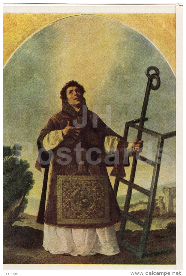 painting by Francisco de Zurbaran - St. Laurentius - Spanish Art - 1963 - Russia USSR - unused - JH Postcards