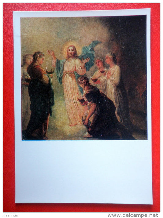 painting by Vladimir Borovikovsky . Parable of the Virgins - russian art - unused - JH Postcards