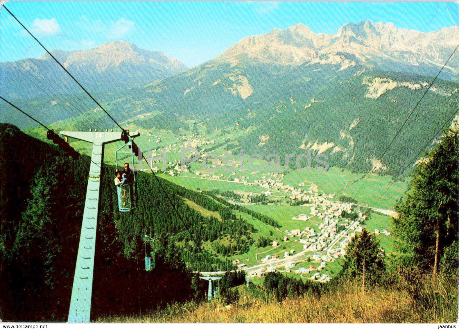 Val di Fassa - Meida - Pozza - Panorama e Telecabine Buffaure - cable car - 1969 - Italy - used - JH Postcards