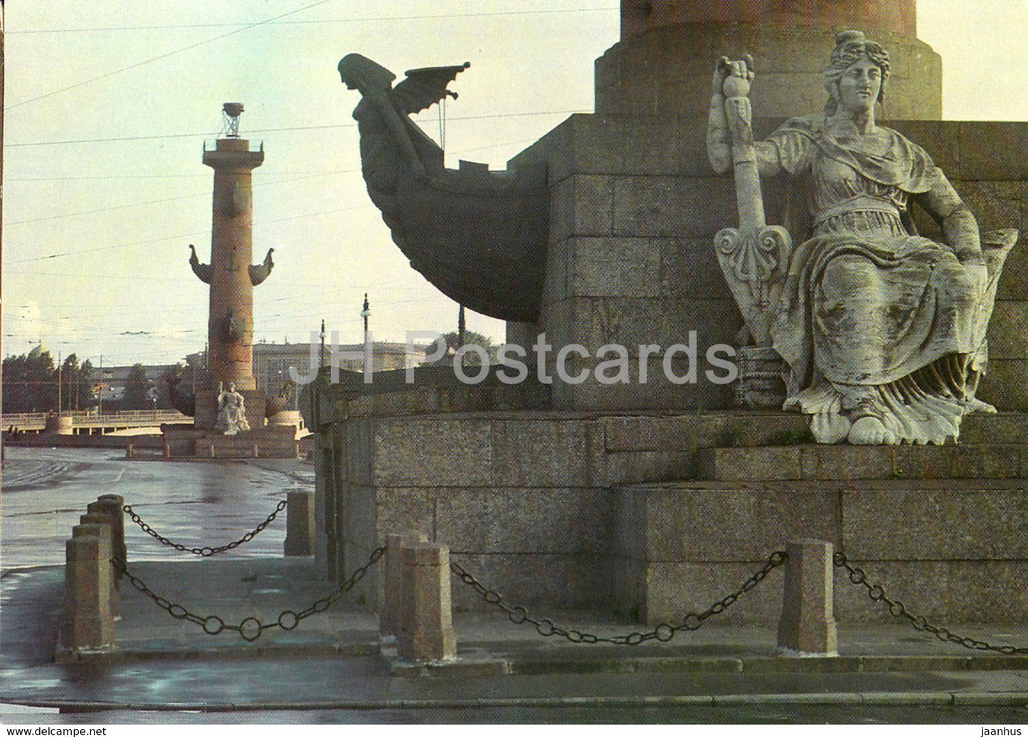 Leningrad - St Petersburg - The Rostral Columns - Allegory of the Neva - Russia USSR - unused - JH Postcards