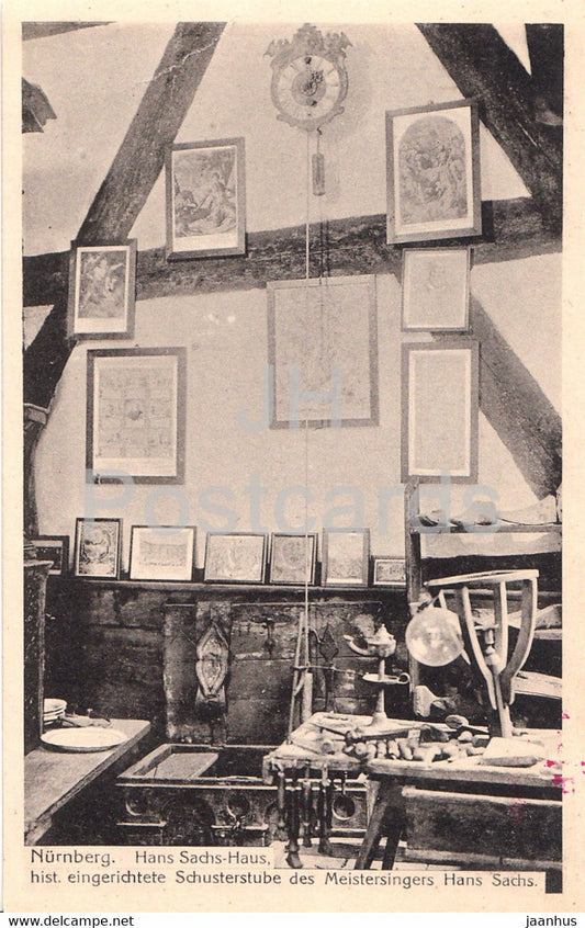Nurnberg - Hans Sachs Haus - Schusterstube des Meistersingers Hans Sachs - old postcard - Germany - unused - JH Postcards