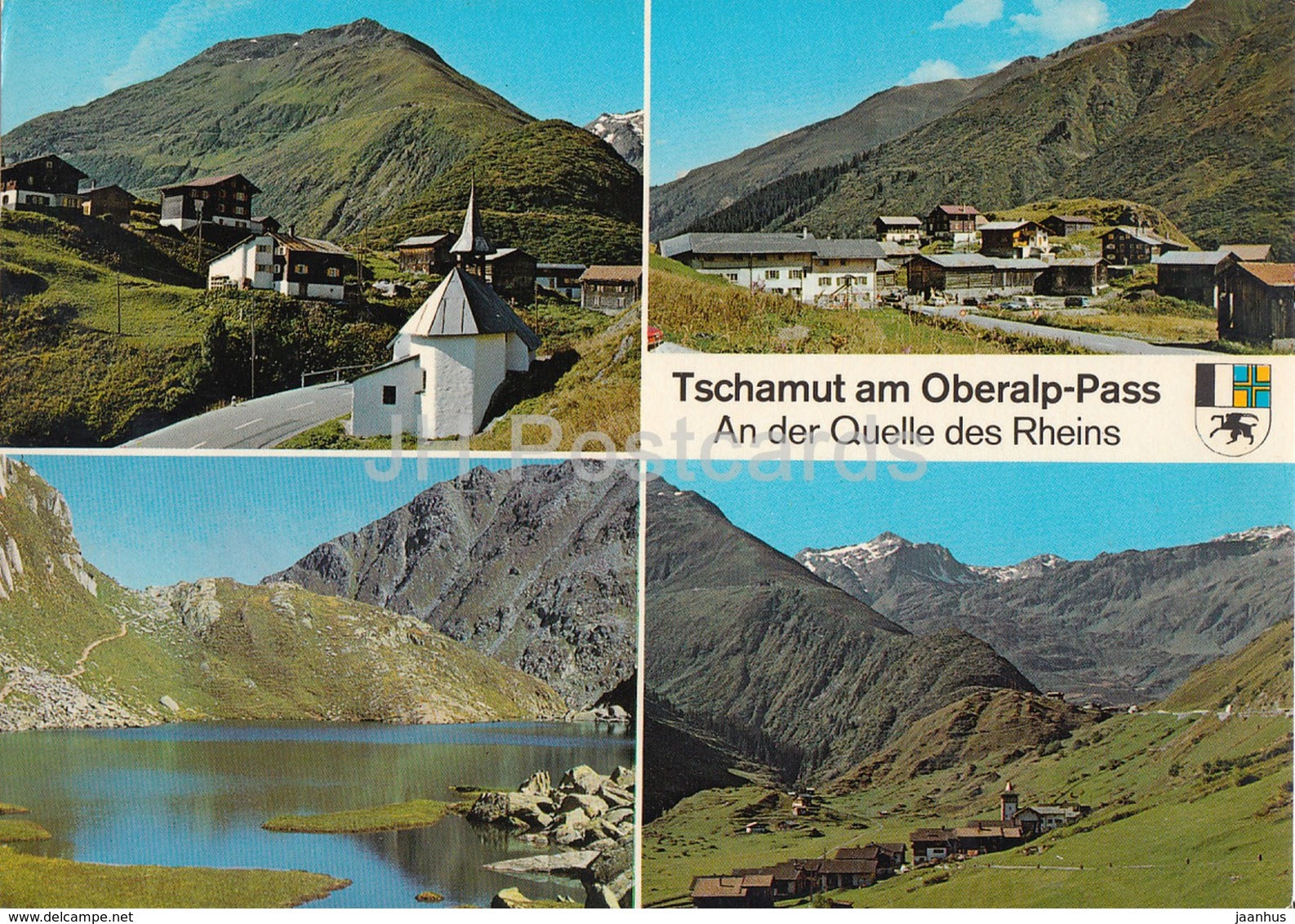 Tschamut am Oberalp Pass - An der Quelle des Rheins - Tomasee - Selva - Piz Badus - multiview - Switzerland - unused - JH Postcards