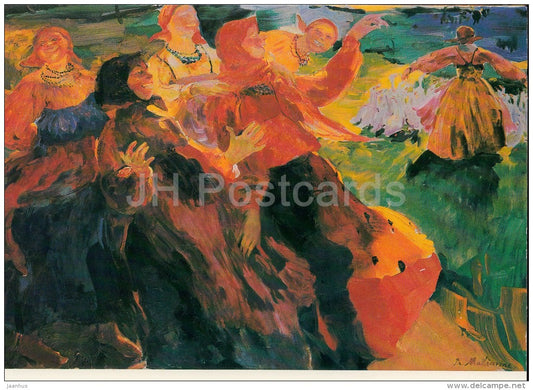 painting by F. Malyavin - The Spring , 1927 - women - Russian art - large format card - Czechoslovakia - unused - JH Postcards