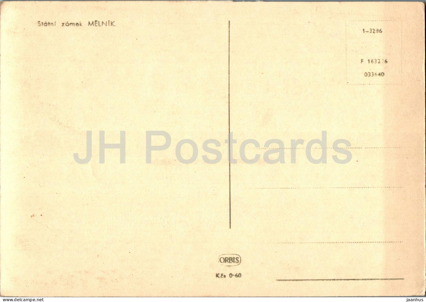 Statni zamek Melnik - Château d'État Melnik - 1-3286 - carte postale ancienne - République tchèque - Tchécoslovaquie - inutilisé