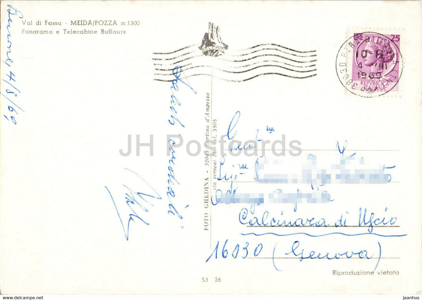 Val di Fassa - Meida - Pozza - Panorama e Telecabine Buffaure - cable car - 1969 - Italy - used