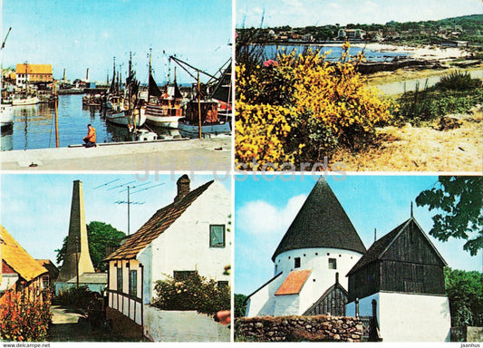 Bornholm - Allinge Havn - Sandvig - Ols kirke - boats - town views - Denmark - used - JH Postcards