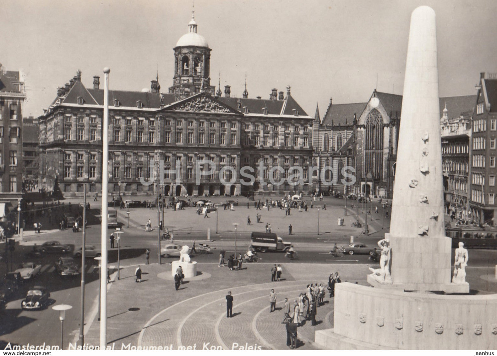 Amsterdam - Dam - Kon Paleis en Nat Monument - car - old postcard - 1958 - Netherlands - used - JH Postcards