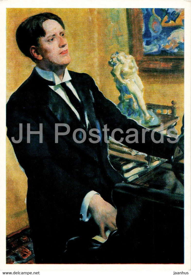 painting by Boris Kustodiev - Portrait of composer Morozov - Russian art - Russia USSR - unused - JH Postcards