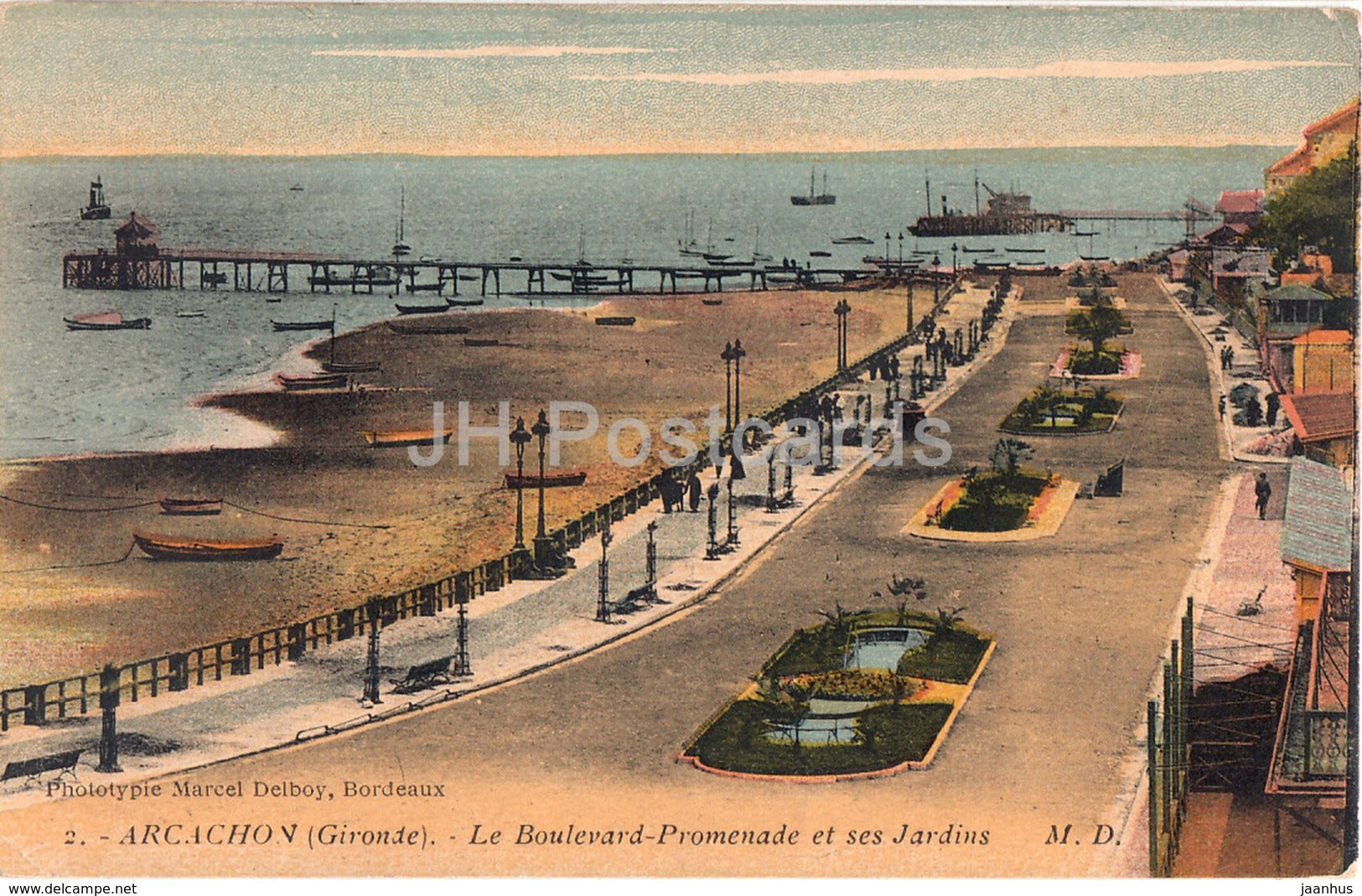 Arcachon - Le Boulevard Promenade et ses Jardins - 2 - old postcard - France - used - JH Postcards