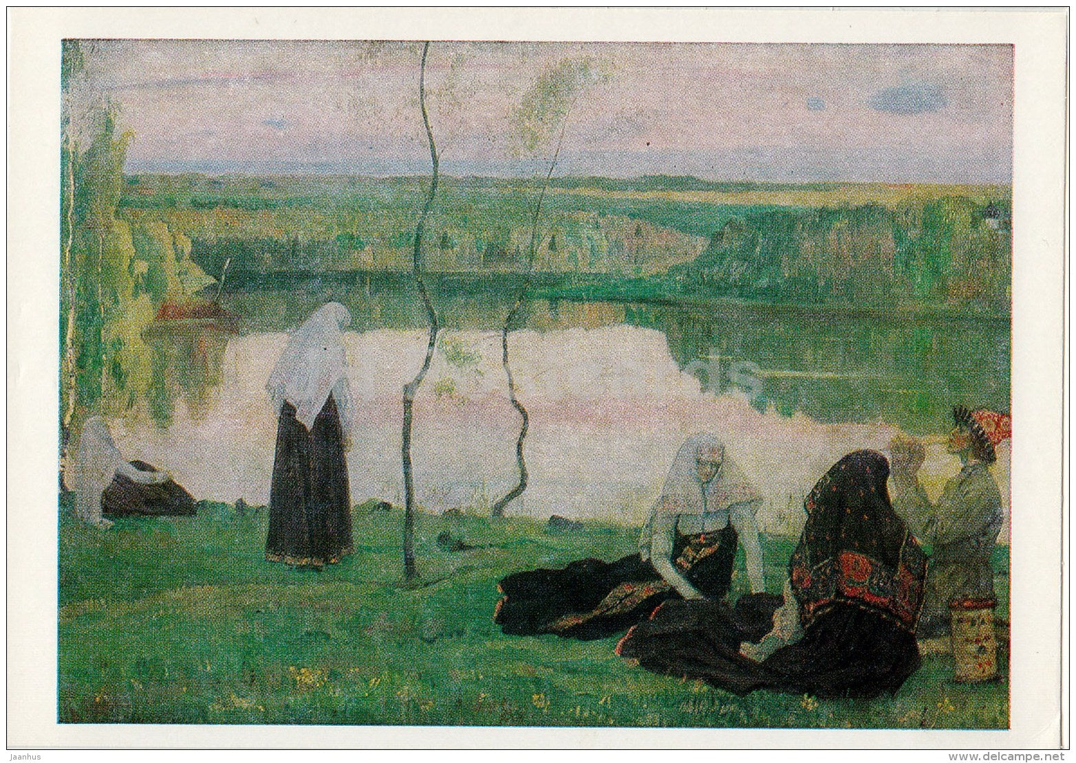 painting by M. Nesterov - Over the Volga river . Swain , 1922 - Russian art - 1988 - Russia USSR - unused - JH Postcards