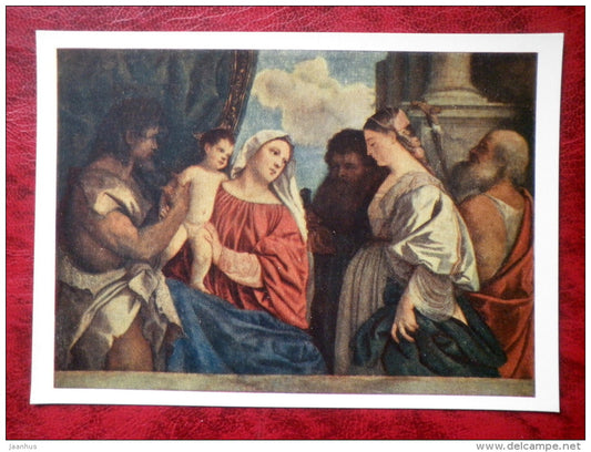 Painting by Titian - The Virgin and Child with Four Saints - italian art - unused - JH Postcards