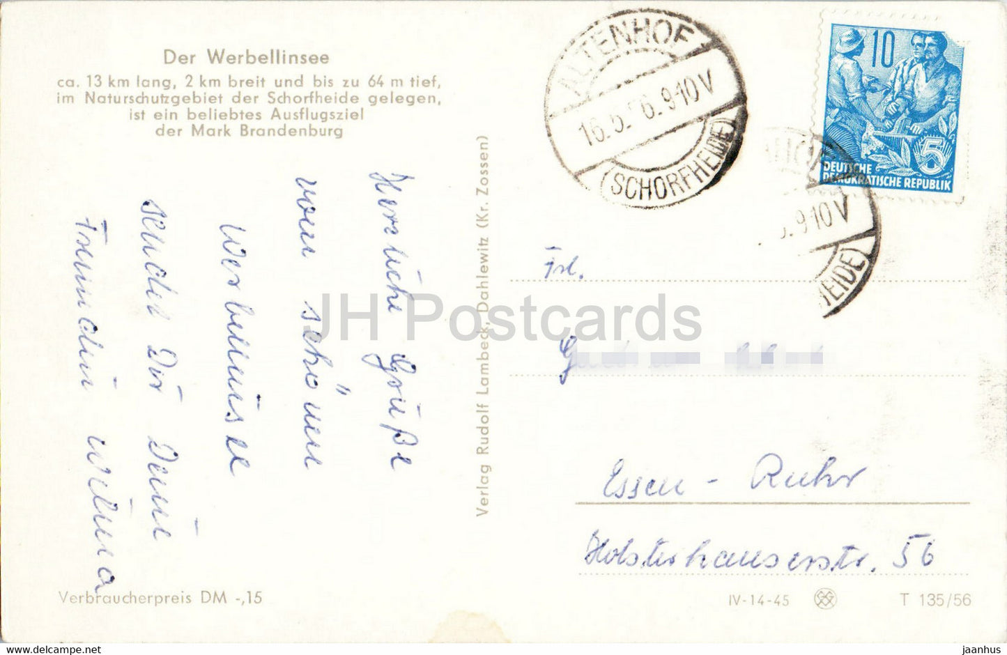 Mit den Mowen uber den Werbellinsee – 1956 – Deutschland DDR – gebraucht