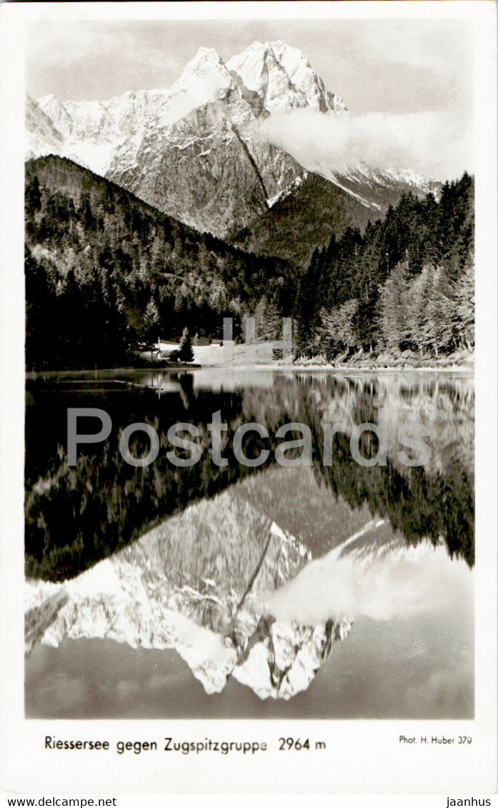 Riessersee gegen Zugspitzgruppe 2964 m - old postcard - Germany - unused - JH Postcards