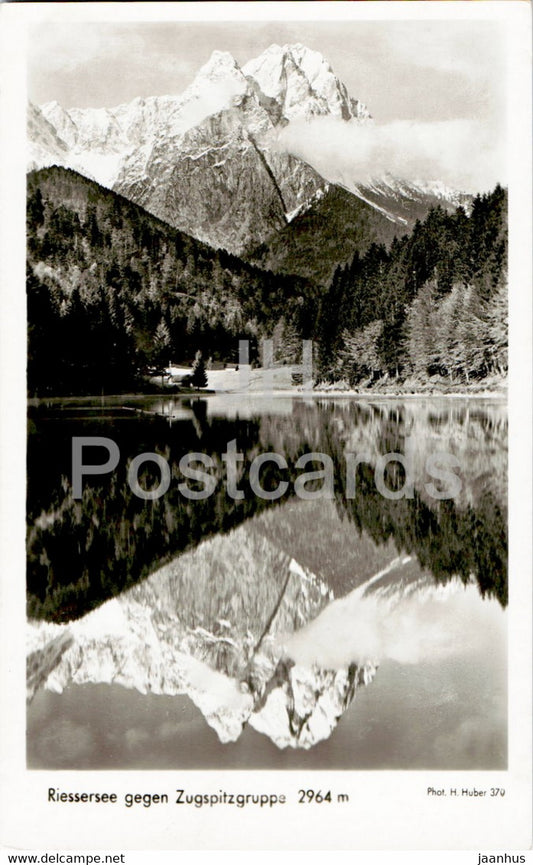 Riessersee gegen Zugspitzgruppe 2964 m - old postcard - Germany - unused - JH Postcards