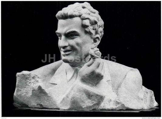 sculpture by S. Konenkov - Greek patriot Nikos Belogiannis , 1951 - russian art - 1965 - Russia USSR - unused - JH Postcards