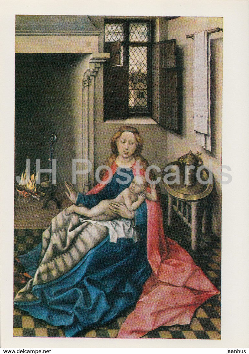 painting by Robert Campin - Madonna and child by the fireplace - Flemish art - 1984 - Russia USSR - unused - JH Postcards