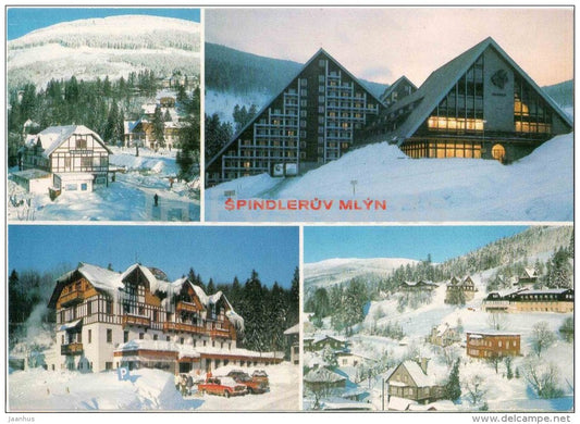 Spindleruv Mlyn - hotel Hubertus - convalescent home Arnika - Krkonose - mountains - Czechoslovakia - Czech - unused - JH Postcards