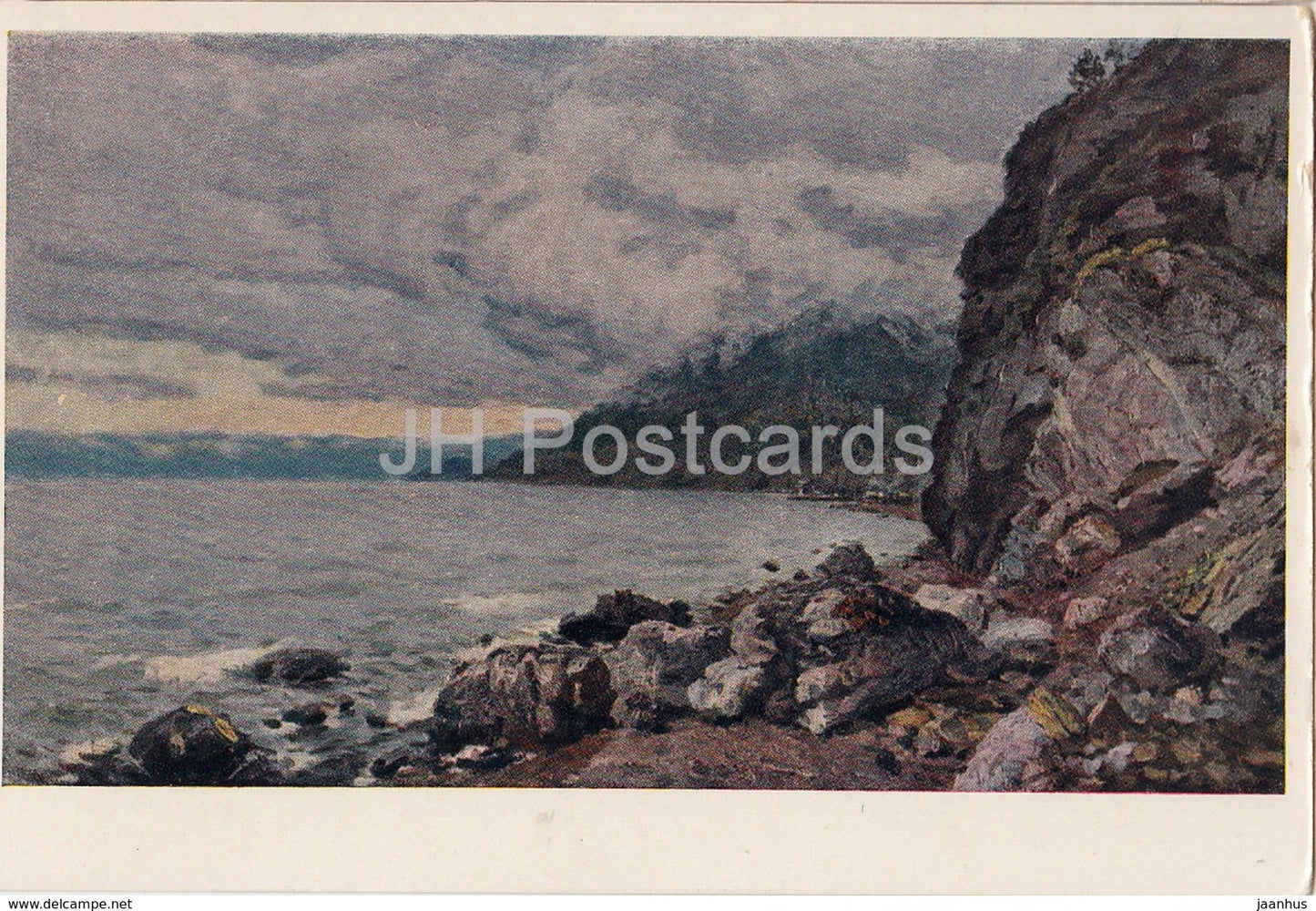 painting by V. Olkhovnik - Baikal sea - Russian art - 1954 - Russia USSR - unused - JH Postcards