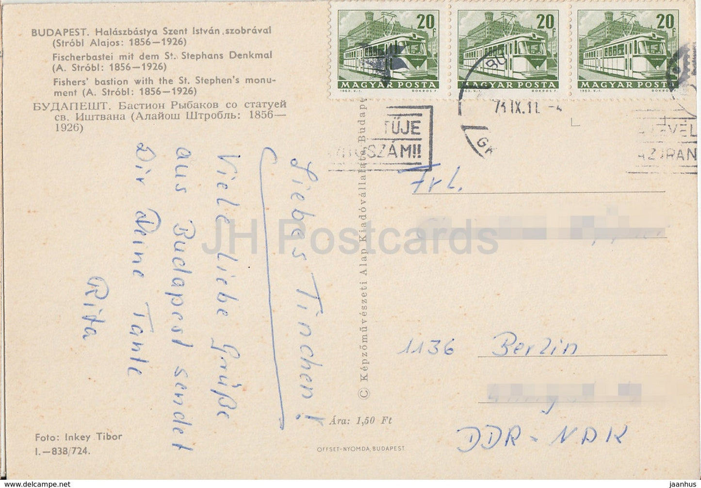 Budapest - Bastion des Pêcheurs - Monument Saint-Étienne - 1973 - Hongrie - occasion