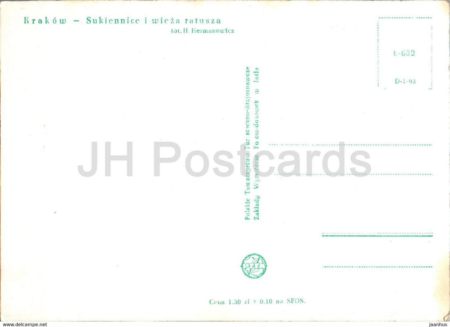 Krakau - Sukiennice i wieza ratusza - Tuchhallen und Rathausturm - alte Postkarte - Polen - unbenutzt