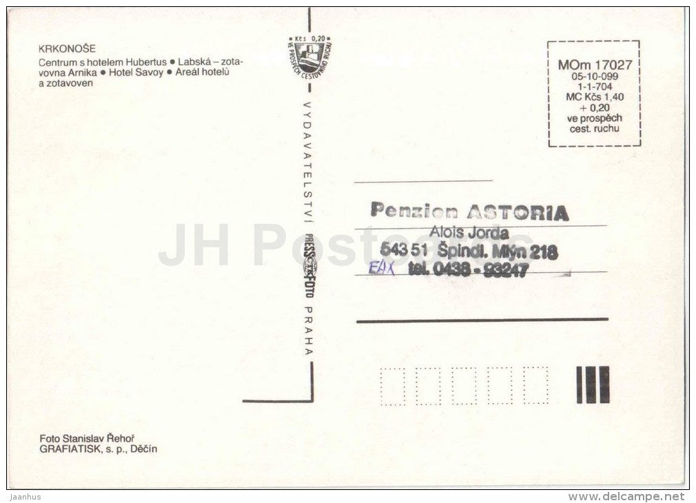 Spindleruv Mlyn - hotel Hubertus - convalescent home Arnika - Krkonose - mountains - Czechoslovakia - Czech - unused - JH Postcards