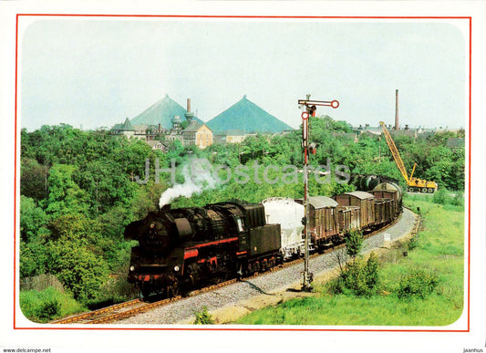 Lok 583032 mit Guterzug bei Ronneburg - train - railway - locomotive - Germany DDR - unused - JH Postcards
