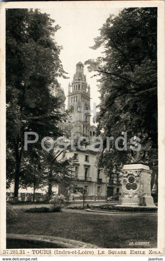 Tours - Le Square Emile Zola - old postcard - France - unused - JH Postcards