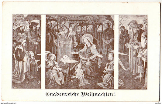 Christmas Greeting Card - Gnadenreiche Weihnachten - Born of Christ - 354 - old postcard - 1913 - Germany - used - JH Postcards