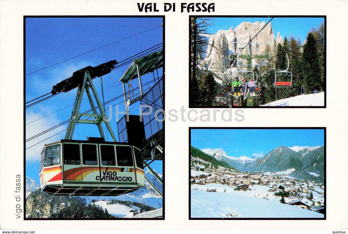 Val di Fassa - Vigo di Fassa - skilift - cable car - multiview - Italy - used - JH Postcards