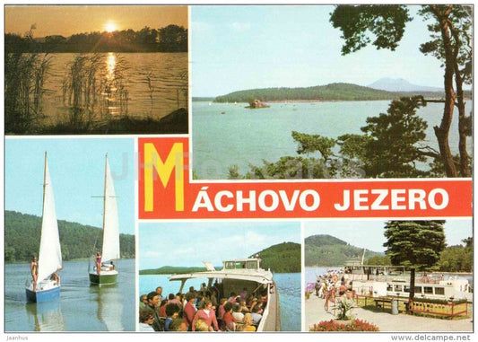 sailing boat - passenger boat - Machovo Jezero - Czechoslovakia - Czech - used 1977 - JH Postcards
