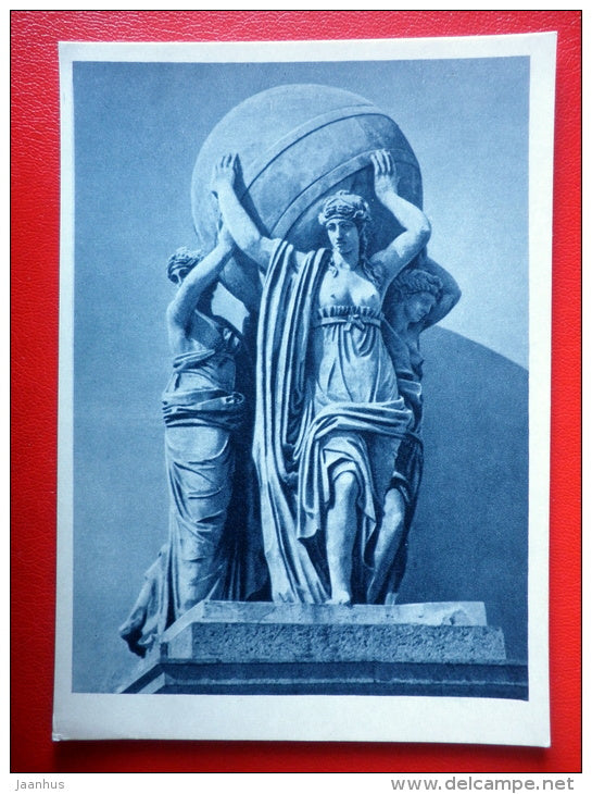 sculpture by Feodosii Fedorovich Shchedrin . Nymphs bearing Globe , 1812 - sculpture - russian art - unused - JH Postcards
