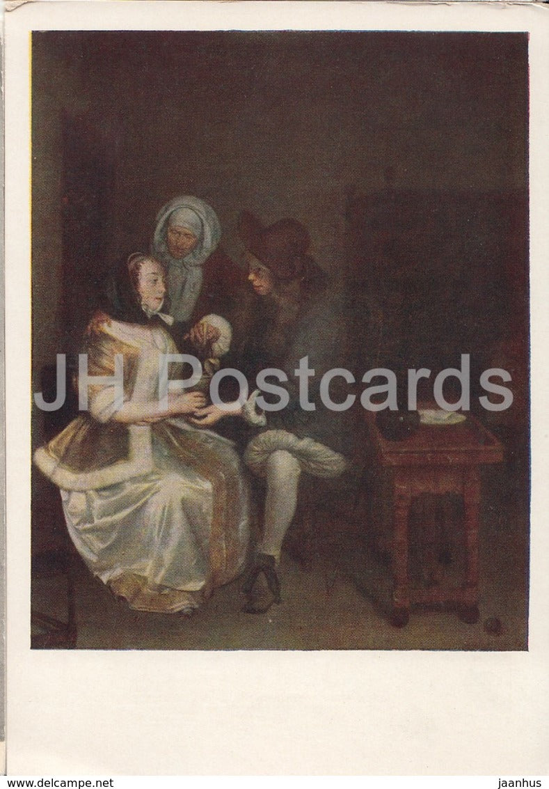 painting by Gerard ter Borch - A glass of lemonade - Dutch art - 1954 - Russia USSR - unused - JH Postcards